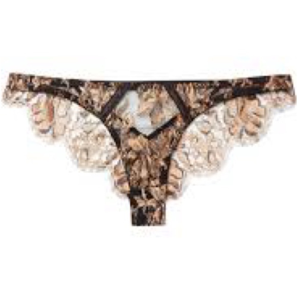 ‼️NWT‼️Victorias Secret Very Sexy Black and Gold Lace Thong Size Large